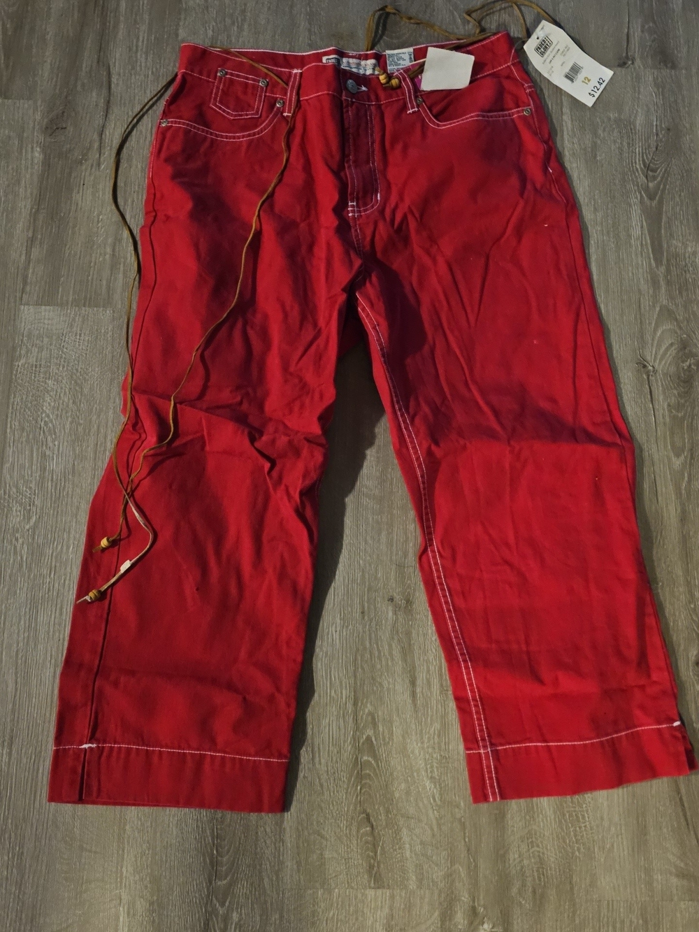 Faded Glory Red Women's Cargo Pants with Drawstring